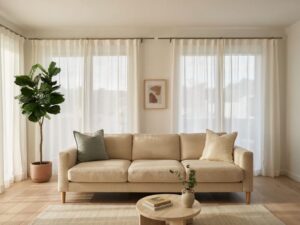nowoczesna sofa na środku pokoju