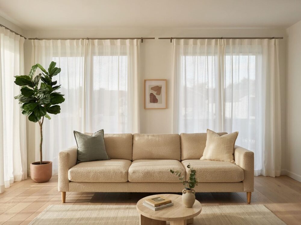 nowoczesna sofa na środku pokoju