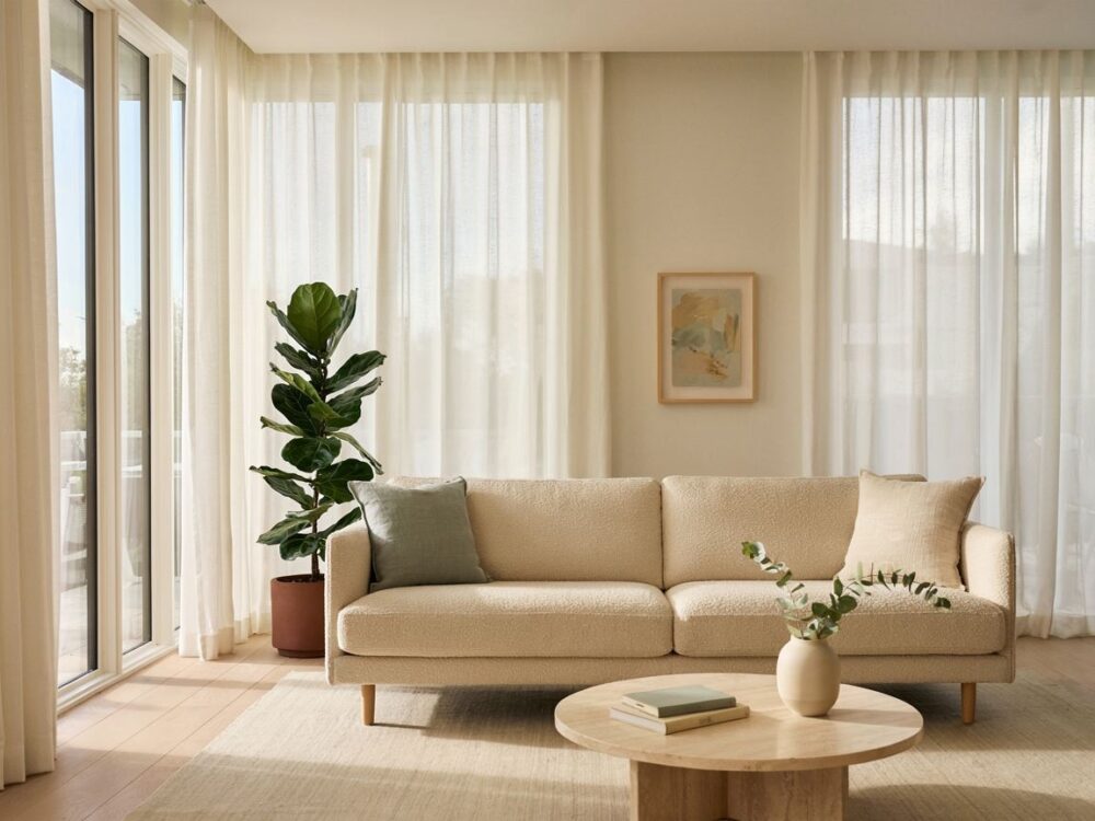 sofa w centrum salonu