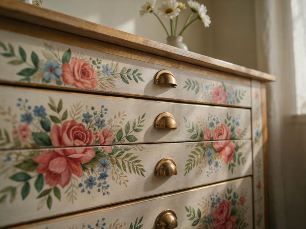 wzory decoupage na szafce